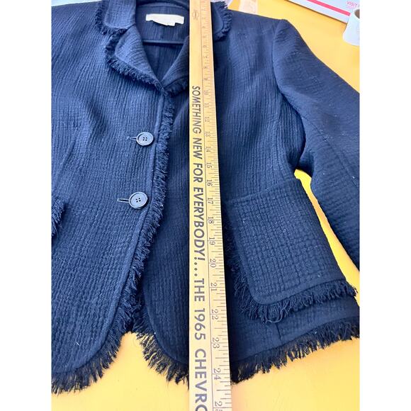 Michael Kors Black Virgin Wool Frayed Trim Chic Blazer Size 8 - Picture 5 of 6